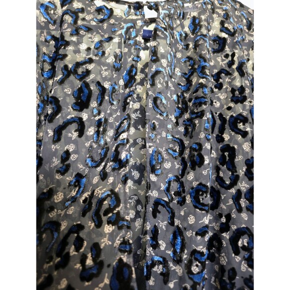 ZARA Burnout Velvet Abstract Print Blouse L Sexy Slits Dolman Sleeve Side Zip - Picture 6 of 10